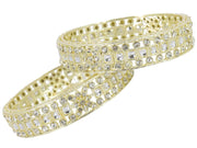 NMII Gold Plated Metal Kada Bangles Set For Women & Girls with American Diamond Stone | Stone Work Stylish Bangles Set | Traditional Bangles For Wedding, Party, Ocassion Fashion Jewellery- Set of 2