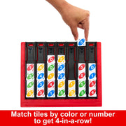 Mattel Games UNO Quatro Game with Colored Tiles & Plastic Grid for Adult, Family & Parties, 2 to 4 Players Ages 7 Years Old & Up