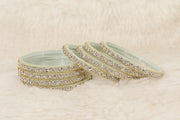NMII Glass Bangles Set For Girls and Women Studded Zircon Gemstone and Beads I women bangles I (Pack of 8)