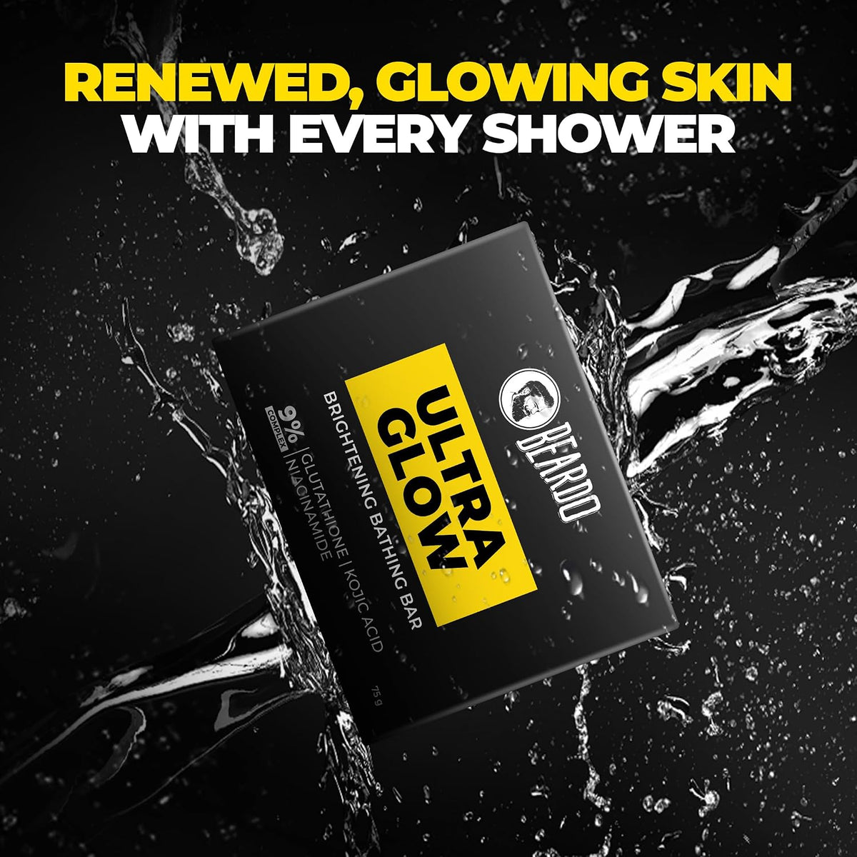 Beardo Ultraglow Brightening Bathing Bar | 9% complex glutathione, niacinamide & kojic acid | Skin Brightening Soap | Whitening Soap for men | Dermatologically tested |75g * Pack of 3