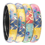 NMII Glass Kada Set For Women & Girls Studded With Beads & Flower Printed Glossy Finished | Stylish Kada For Gift, Wedding & Daily Use