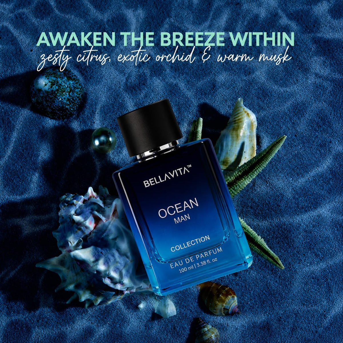 Bella Vita Luxury Men Ocean Aquatic Eau De Parfum With Marine, Orchid & Musk|Long Lasting Fresh Citrusy & Woody Edp Fragrance Scent Liquid Perfume,100 Ml