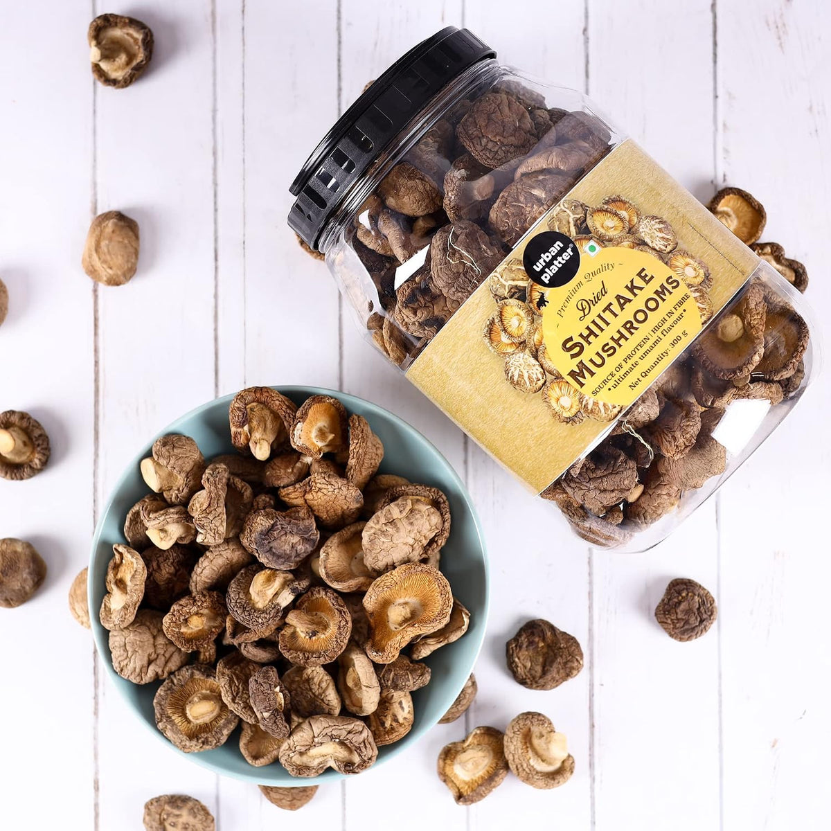 Urban Platter Dried Shiitake Mushrooms, 300g (Umami-Rich | Value Pack| Rehydrates Quickly)
