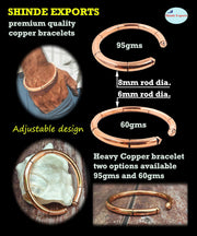 SHINDE EXPORTS Heavy Pure Copper thick Bracelet Bangle Unisex Kada Solid Handmade Cuff for Men & Women