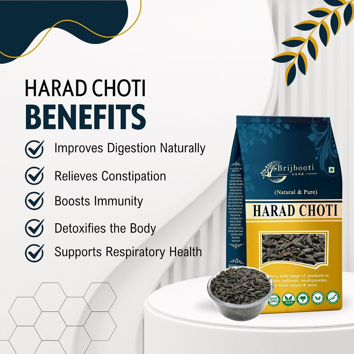 Brijbooti Harad Choti 800 Gram - Haritaki - Kadukkai - Karakkaya - Alalekayi - Kadukka - Haritaki Choti