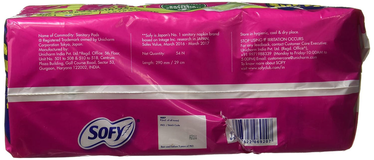 Sofy Body Fit Anti Bacteria Sanitary Napkins - XL (Pack of 54)