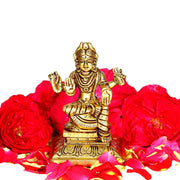 Aalayam Selveer Balambigai Statue Small | Bala Tripura Sundari Idol Square Base | Balambika Idol Brass 9cm Height Brass Gold Colour 1 Piece