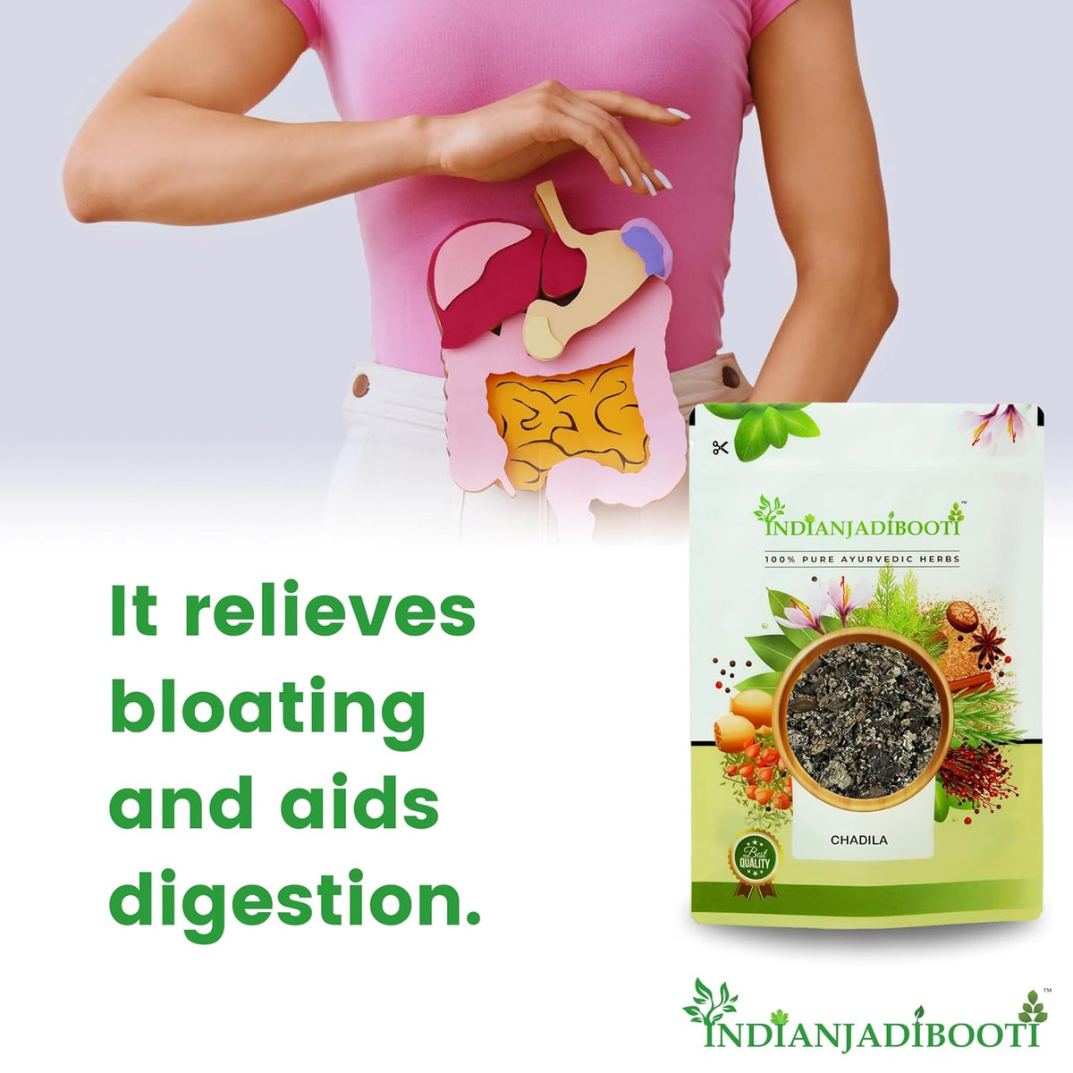 IndianJadiBooti Chadila (Stone Flower/Kalpasi) | Helps Improve Digestive and Respiratory health | 100 Grams | (Pack Of 2)