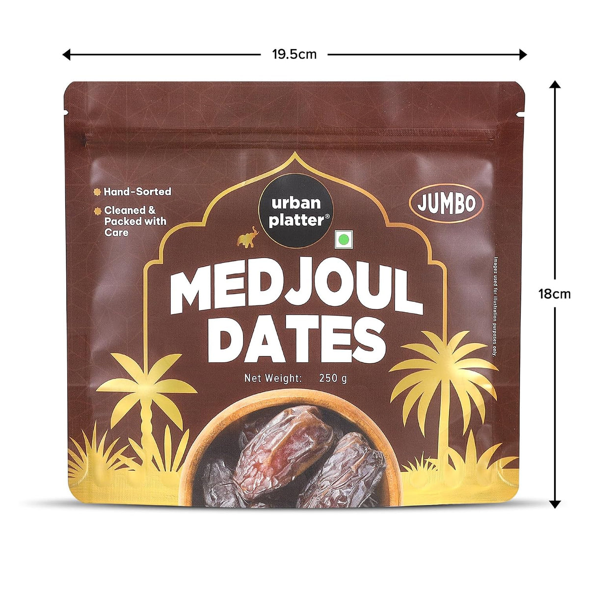 Urban Platter Jumbo Medjoul Dates, 500g (Hand-Sorted | Large-Sized & Succulent | Ideal for Premium Snacking & Festive Gifting)