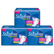 Stayfree Secure XL Cottony Sanitary Napkins with Wings, Extra Large (60 Count) & Secure XL Cottony Sanitary napkins with Wings (40 Count) Combo