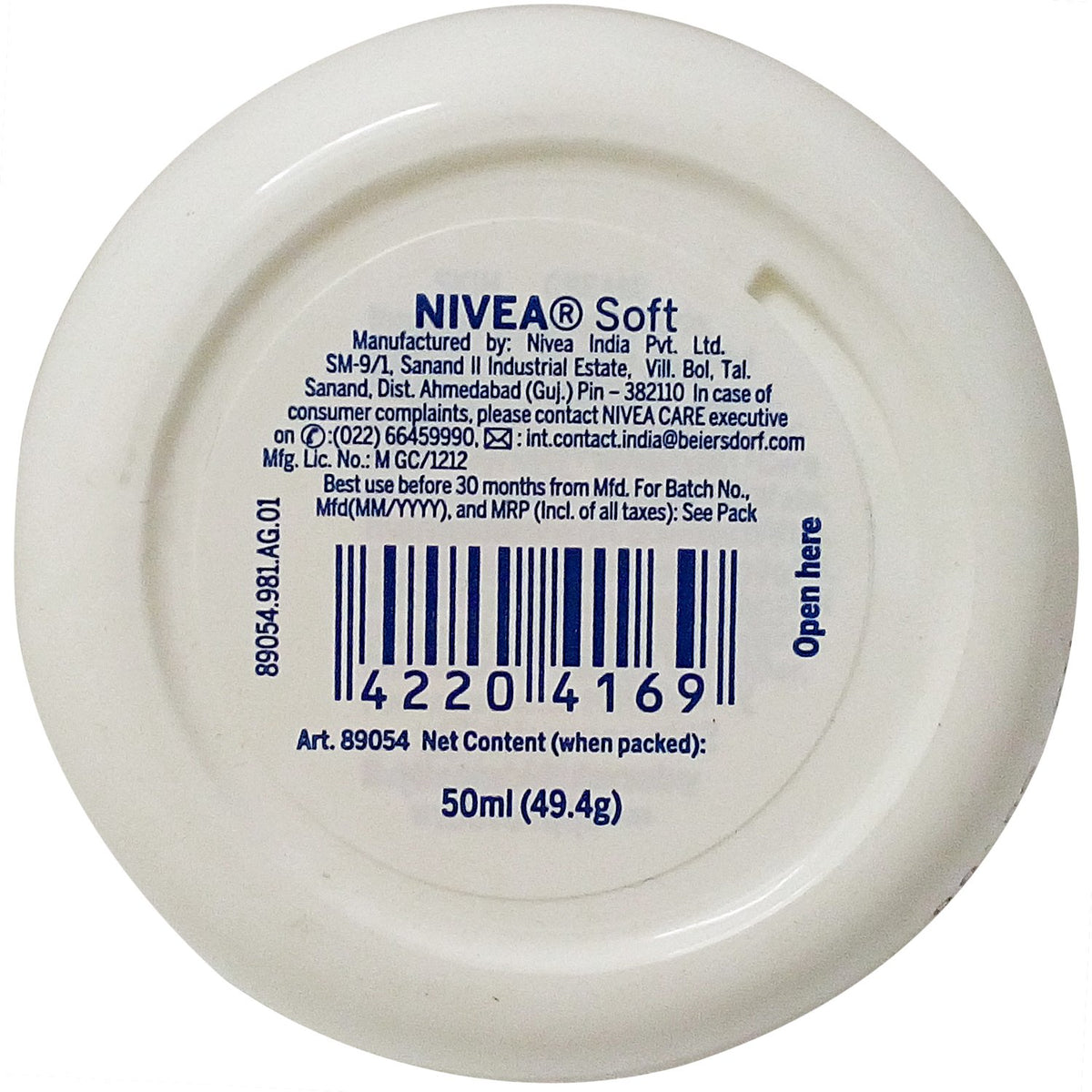 Nivea Light Moisturiser - Skin Soft Cream, 50ml Box