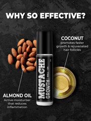 Beardo Mustache Growth Roll On 8 ml | Stimulates Hair follicles | Boosts Mustache Hair Growth | Goodness of Almond & Coconut Oil | Easy to use Roll on