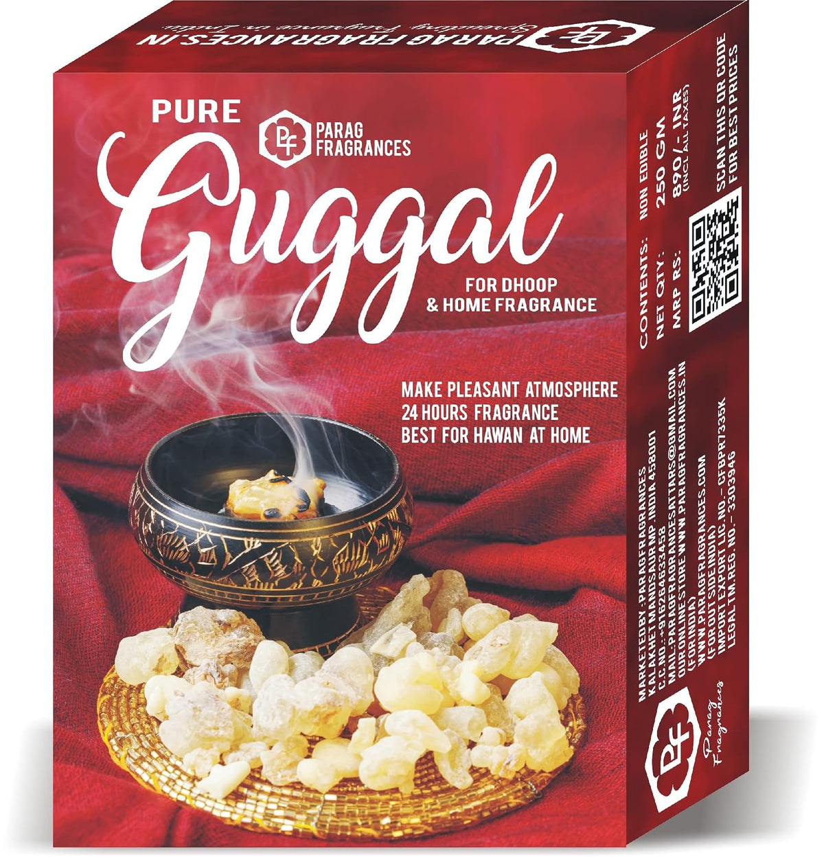 Parag Fragrances Pure Guggal for Dhoop, Meditation & Home Fragrance (Money Saver Pack) 250gm (Original Frankincense) सुगंध, धूप ध्यान और वायु शोधन के लिए शुद्ध गुग्गल