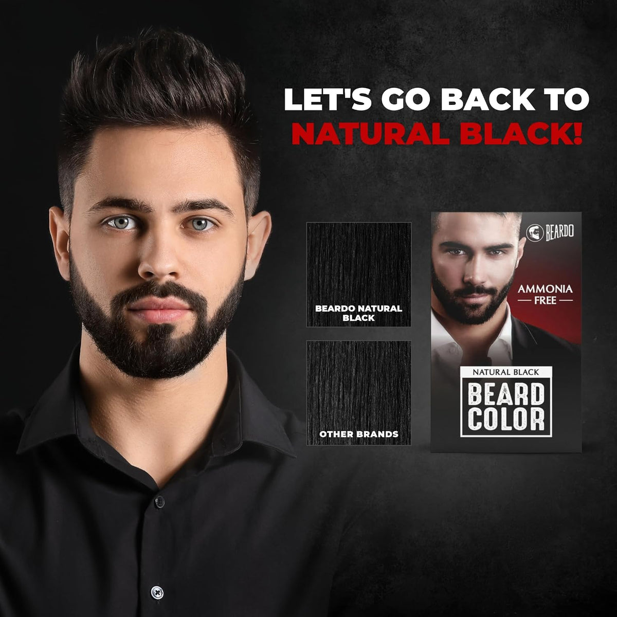 Beardo Beard Color For Men - Natural Black, 60ml | Long Lasting | No Ammonia | Easy to apply, No Stain Beard Hair Colour for men | Skin Friendly Hair dye