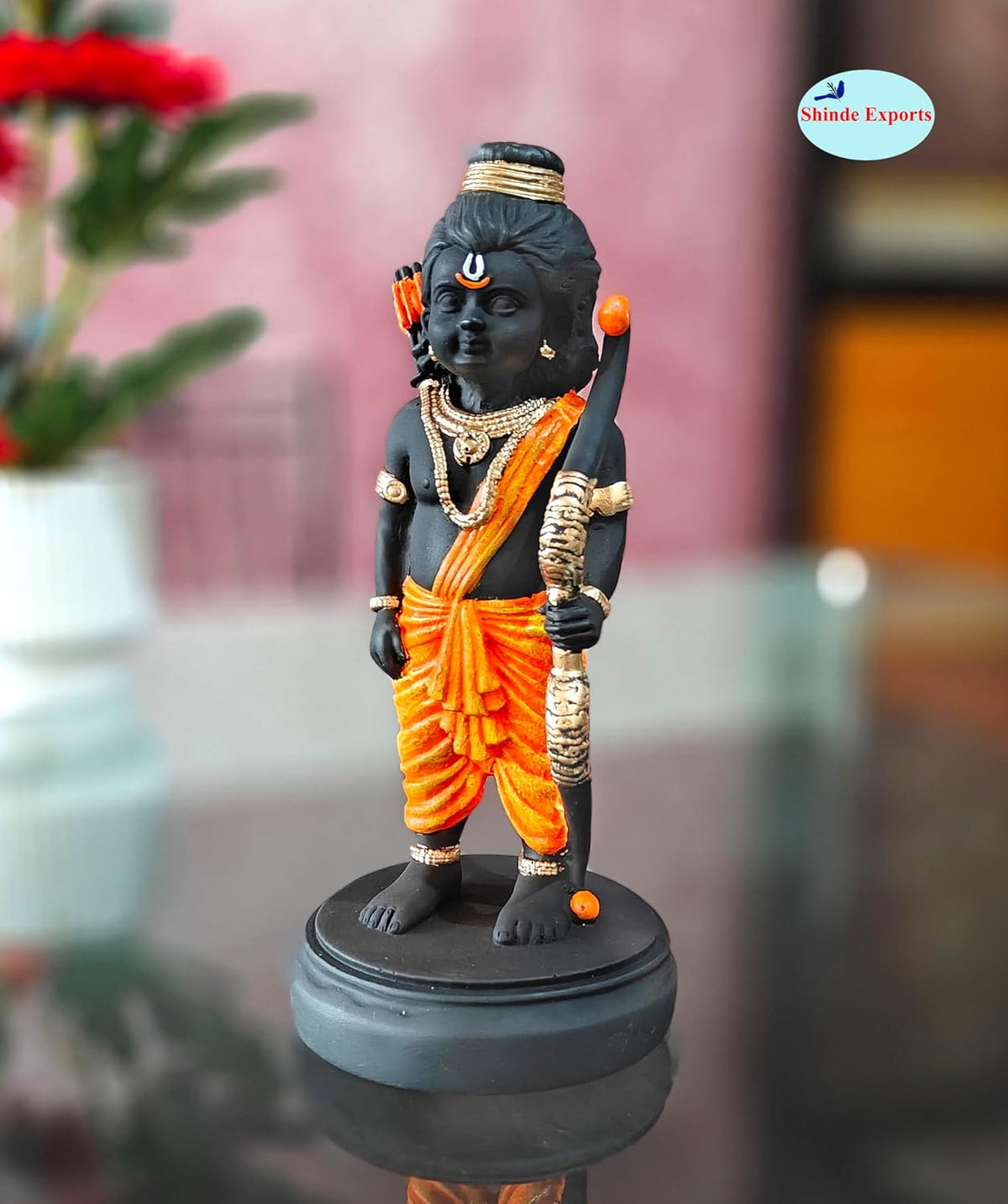 SHINDE EXPORTS shri ramlala murti ram Marble Idol ayodhya for Home décor Gift Pooja Small Size 7 inches Statue (Orange Dhoti)
