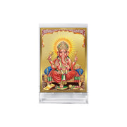 DIVINITI 24K Gold Plated Religious Car Dashboard Frame | Premium God Idol Frame for Car, Home Mandir & Office Table | Spiritual Gift, Decorative Showpiece | Ganesha Front Pose