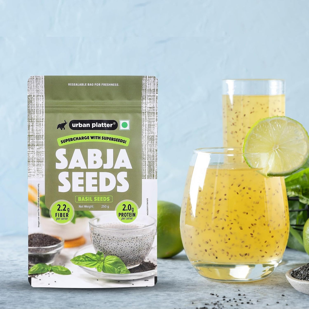 Urban Platter Sabja Seeds, 250g (Basil Seeds for Weight Management, Digestion & Hydration, Rich in Fiber & Omega-3, Falooda, Detox Drinks & Smoothies)