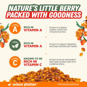 Urban Platter Dried Sea Buckthorn Berries, 100g (High in Vitamin A | High in Fiber | Tart & Tangy Superfruit | Add to Trail Mixes, Smoothies, Teas & Baking)