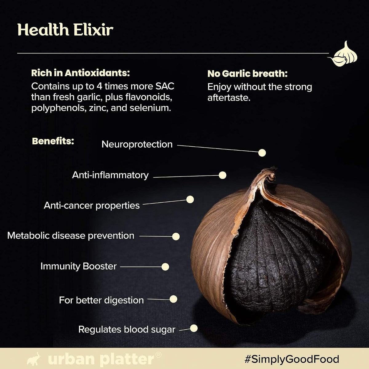 Urban Platter Black Garlic Powder, 50g [Umami-Rich, Slowly-Aged, Functional Food, No preservatives]