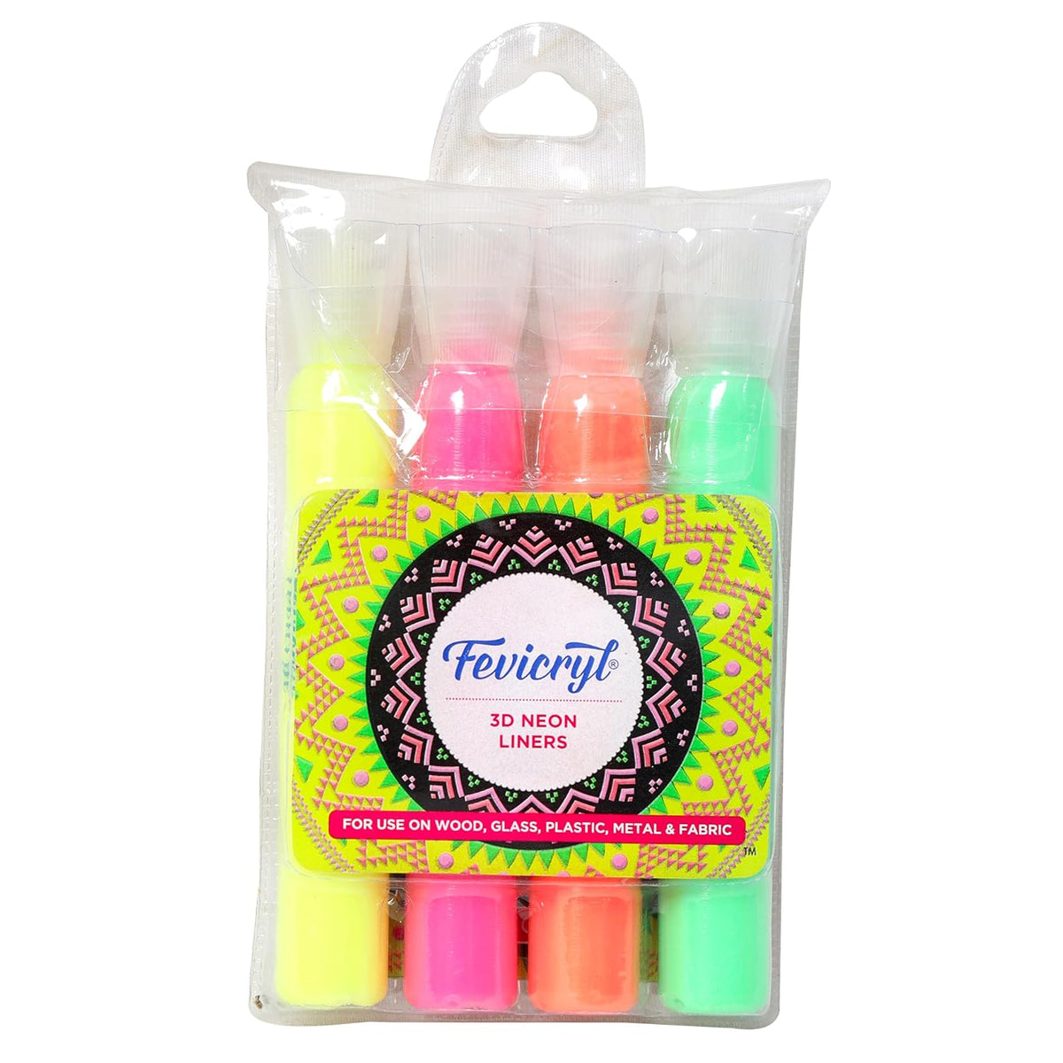 Fevicryl 3D Neon Liners 4 Colours Kit, 130gm Bottle