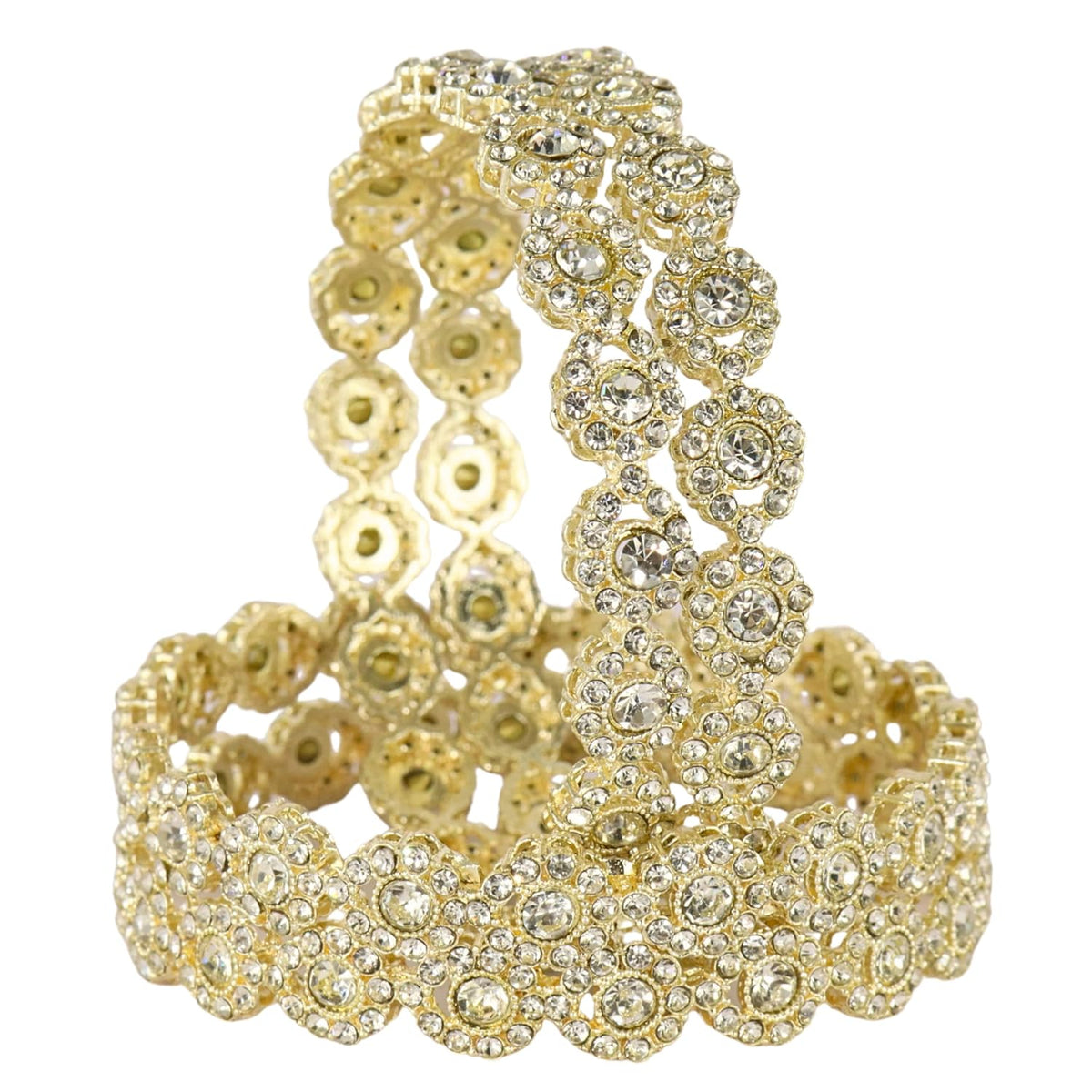 NMII Gold Plated Metal with Zircon Stone Bangles Pacheli Style Trendy Kada Set For Girls & Women | Traditional Rajwadi Bangles | Women's Bangles Bracelet | Kada For Women- Set of 2