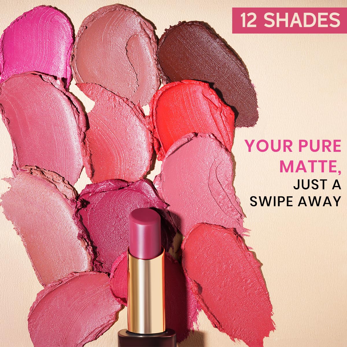 INSIGHT Pure Matte Lipstick - Seen Zone| High Pigment, Long Lasting Smooth Matte Finish | Enriched with Vitamin E & Coconut Oil - 3.3 g (Pack of 2)