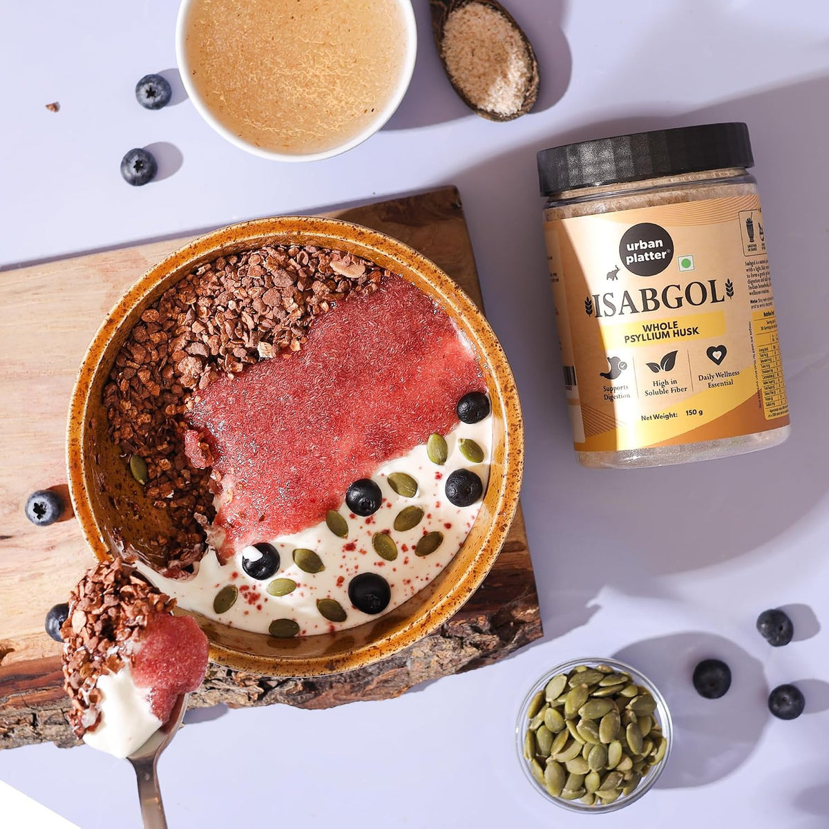 Urban Platter Isabgol, 150g (Whole Psyllium Husk, Rich in Dietary Fiber, Supports Digestive Health, Nature's Soluble Fiber)