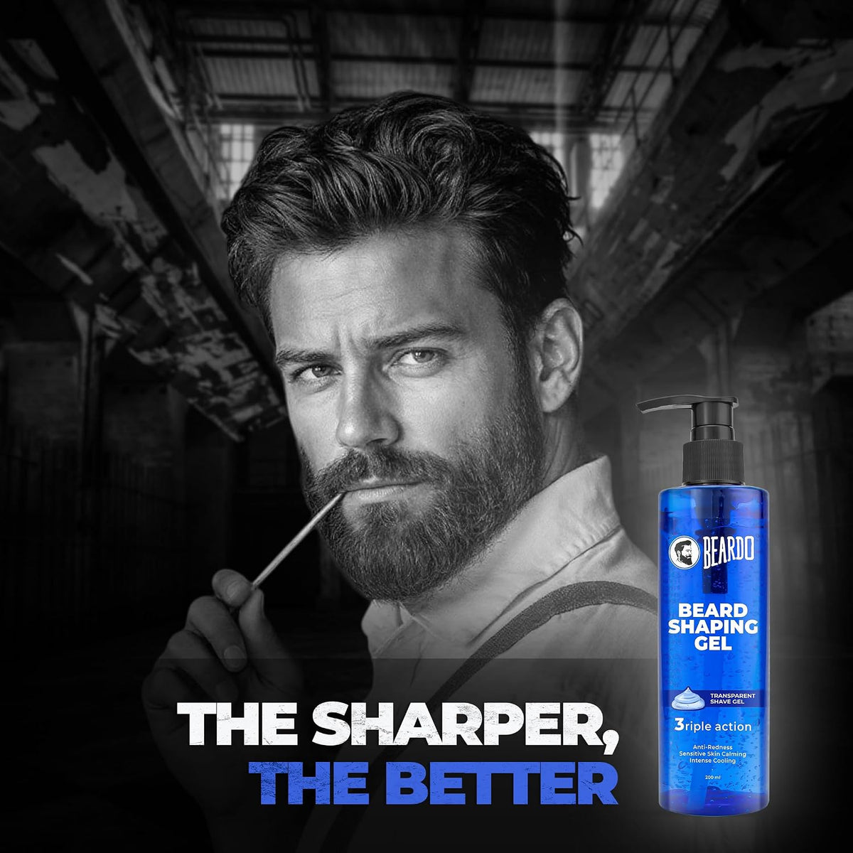Beardo Beard Shaping Gel, 200ml | 3riple Action Transparent Shaving Gel for Men | Shaving gel with Anti-Redness, Calming, Intense Cooling | Suitable for Sensitive Skin