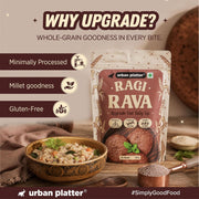 Urban Platter Ragi Rava, 500g (Naturally Gluten-free | Source of Protein & Fibre | A Smart Swap for Regular Sooji | Perfect for Upma, Khichdi, Idli, Dosa, Halwa, & More)