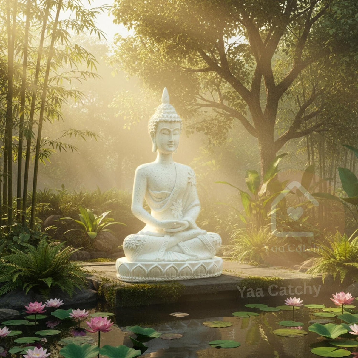 YaaNatural Polyurethane Yaa Military Catchy Buddha For Car Dashboard & Home & Office Decor It'S Make You Positive Every Day (Colour/Sliver) Yn2