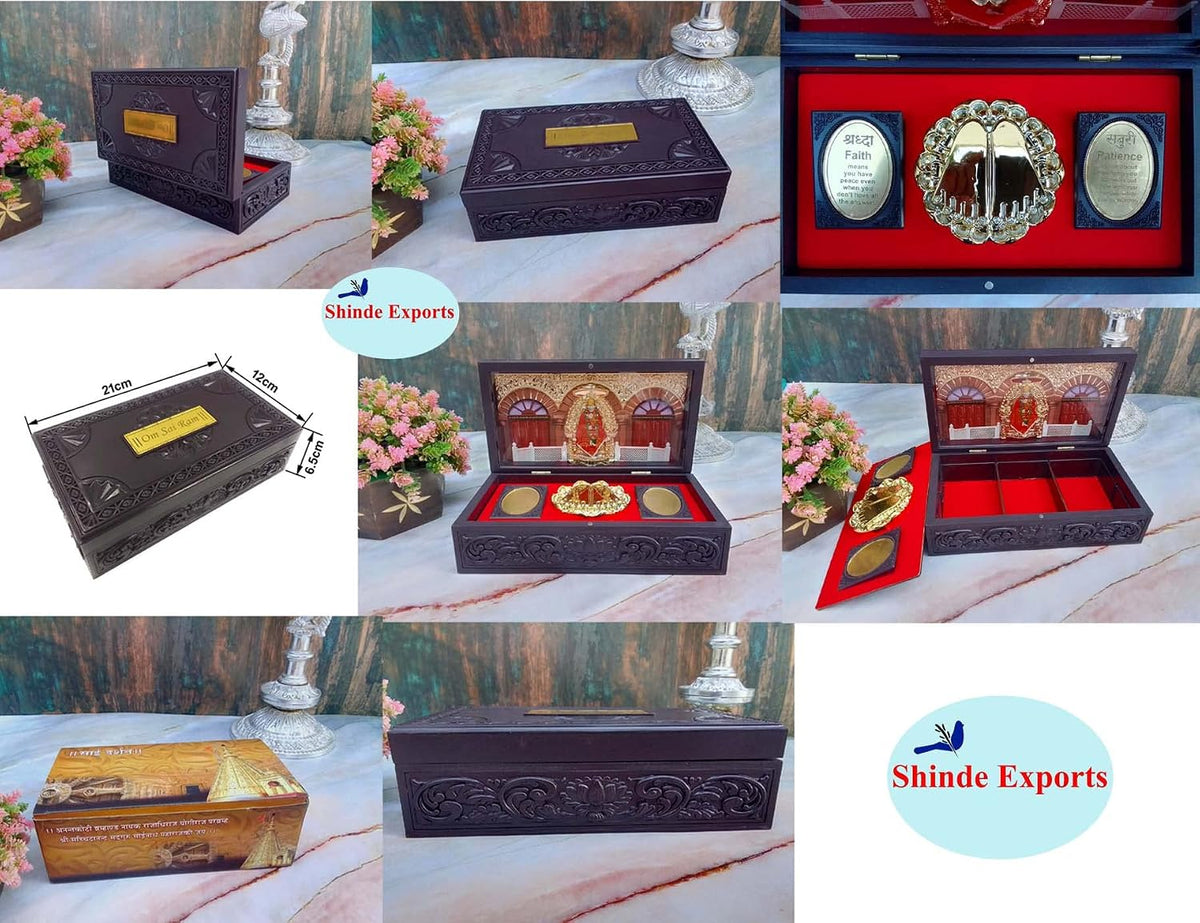 SHINDE EXPORTS Decorative Shirdi Sai Baba Photo Frame with Charan Paduka for God Pooja and Gift.