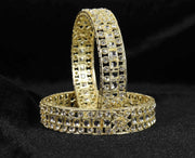NMII Gold Plated Metal Kada Bangles Set For Women & Girls with American Diamond Stone | Stone Work Stylish Bangles Set | Traditional Bangles For Wedding, Party, Ocassion Fashion Jewellery- Set of 2