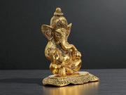 KridayKraft Ganesha Metal Action Statue,Ganpati Murti For Pooja Room & Decor Your Home,Office,Religious Idol Gift Article,Showpiece Figunrines..., 8 Centimeters, Gold