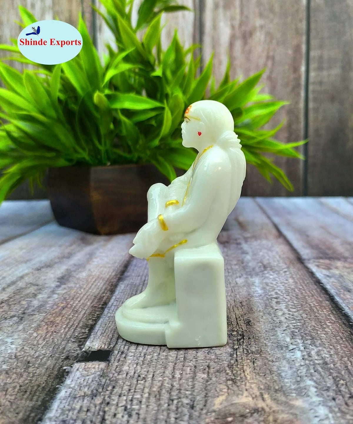 SHINDE EXPORTS Shirdi Saibaba Marble Statue Idol for Home and car (Zero no. (3.5 inches))