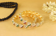 NMII Traditional Alloy Metal With Zircon Diamond Kada Bangles Set For Women & Girls | Designer Women's Kangan Chudi - Set Of 2 Kada