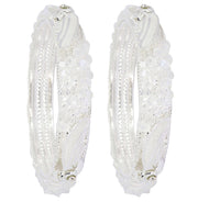 NMII Stylish White Pearls & Alloy Metal American Diamond Bangles Kada Set For Women and Girls | Fancy Women's Kada | Girls' Bangles Bracelet | Kada Set For Wedding, Party, Occasion Wear-Set of 2