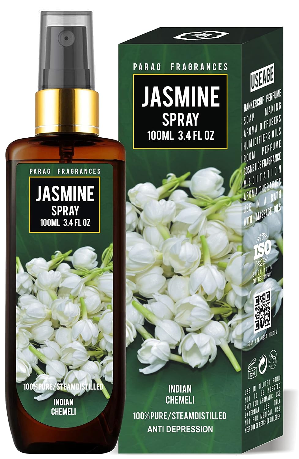 Parag fragrances Natural Room Perfume Spray/Air Freshener (Long Lasting And Made With Natural Essential Oils) 100Ml (Jasmine)