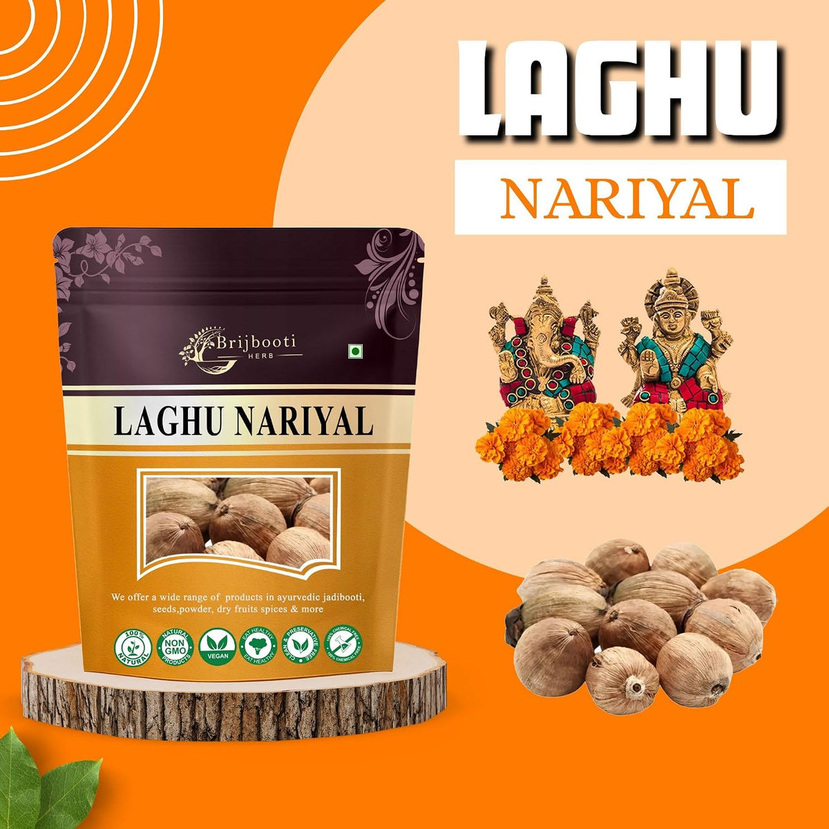 BrijBooti Birju Mahavir Laghu Nariyal 11 Pieces - Small Coconut Sriphal for pooja