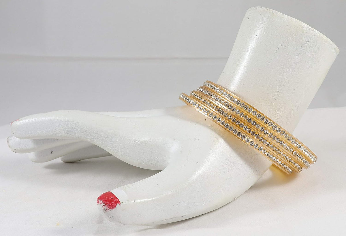 NMII Acrylic (Plastic) with Zircon Gemstone Studded worked Glossy Finished Bangle Set For Women and Girls