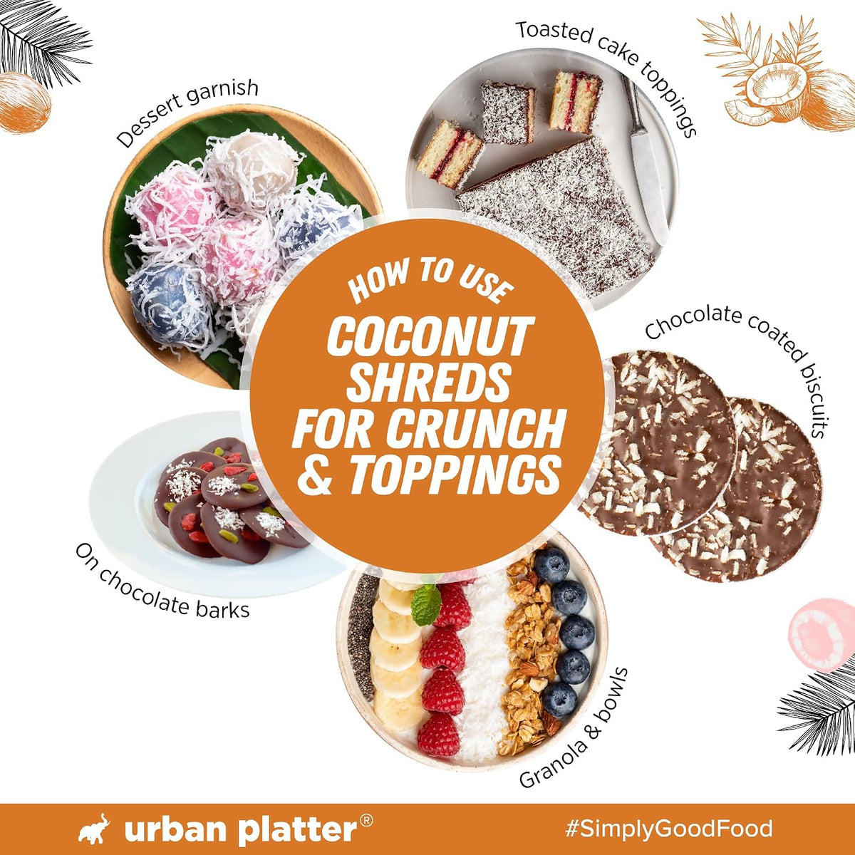 Urban Platter Dried Coconut Shreds 250g (Unsweetened Coarsely Grated, Ideal for Baking, Garnishing & Indian Sweets)