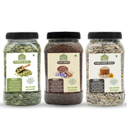 Yaa Natural Raw Pumpkin & Sunflower & FlaxSeeds - AAA Grade Seeds for Eating Source of Antioxidants Zinc & Iron & Dietary Fibre | Rich in Protein (