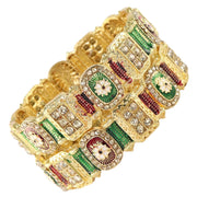 NMII Royal Golden Metal Bangles Set For Women & Girls with Zircon Diamond Stone | Traditional Gold Plated Kangan Set | Fancy Women's Fashion Jewellery Bangles | Wedding, Party, Festive- Set of 2