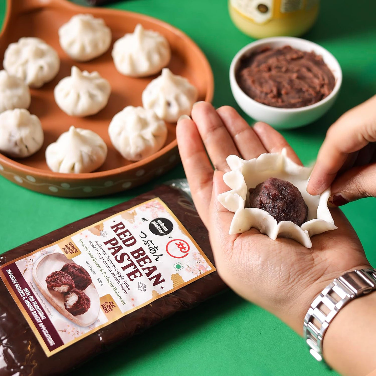 Urban Platter Red Bean Paste (Anko), 500g (Made with Adzuki Beans | Smooth & Less Sweet | Ready-to-Use Filling for Mochi, Dorayaki, Taiyaki & Baking)