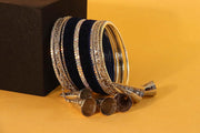 NMII Stylish Silver Latkan Metal Bangles Set For Women & Girls with | Designer Women's Chuda Bangles | Girl's Bangles Bracelet For Wedding, Party, Occasion Wear-Set of 32