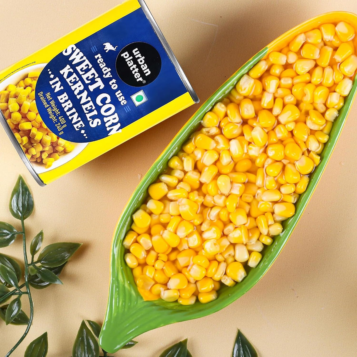 Urban Platter Ready to Use Sweet Corn Kernels in Brine, 400g (Drained Weight 240g)