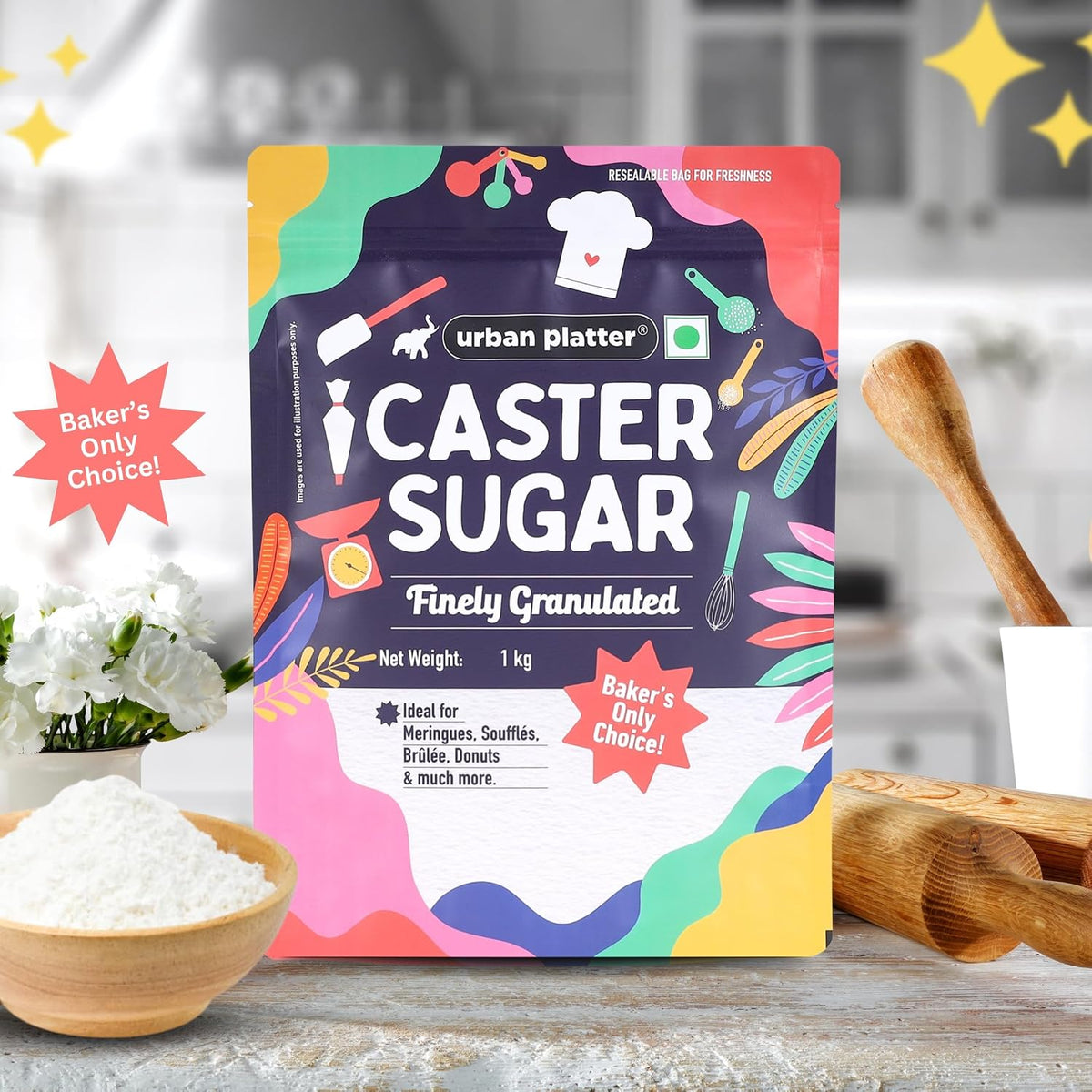 Urban Platter Professional Caster Sugar, 1kg (Perfect for Baking, Castor Sugar, Finely Granulated Free-flowing Sweetener)