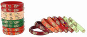 NMII Acrylic With Zircon Gemstone and Beads Studded Glossy Finished Kada Set For Women and Girls