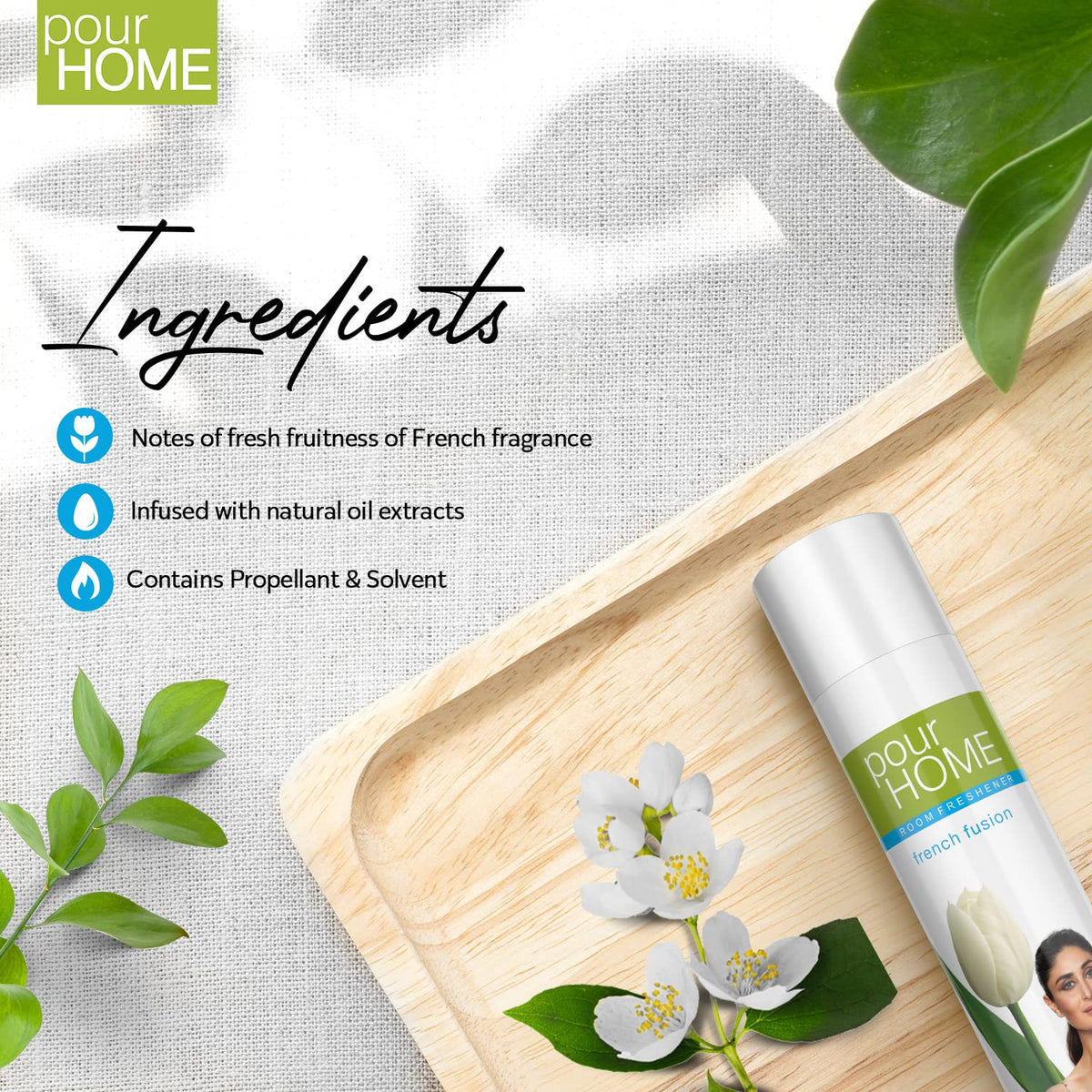 POUR HOME French Fusion Room Air Freshener - 220ML | Long-Lasting Fragrance - Reduces Odours - Suitable for Home & Office