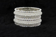 NMII Alloy Metal Bangles Kada Set For Girls and Women Studded Pearls and Zircon Stone | Metal Bangles | Pearls Bangle | Women's Bangles | (Pack of 2)
