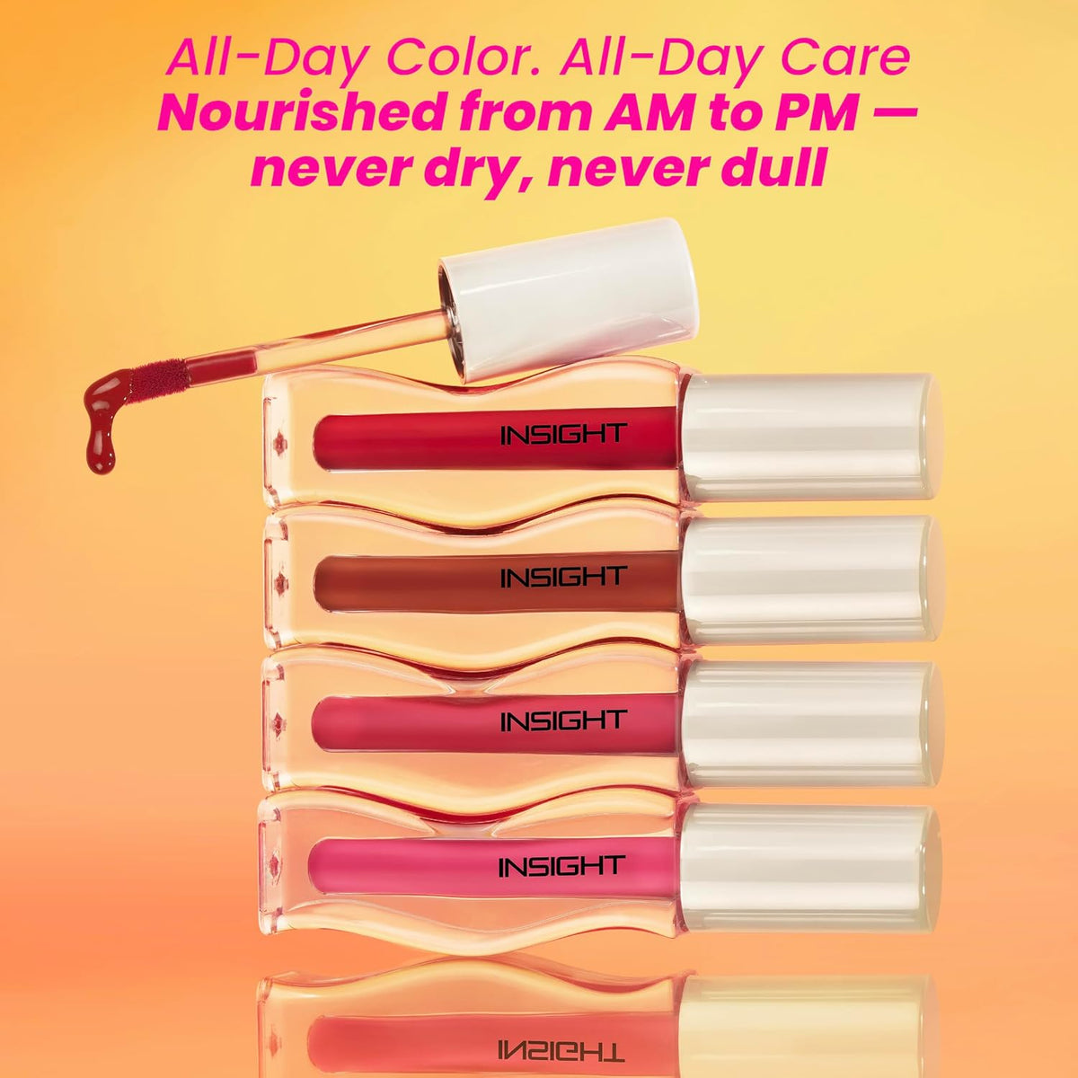 INSIGHT Hydra Creamy Lip Sheen - Royal Blood | Glossy Finish | 2 in 1 Lipstick + Gloss | Infused with Ceramides & Vitamin B5 | One Swipe Rich Color (2.5 g) (Pack of 2)